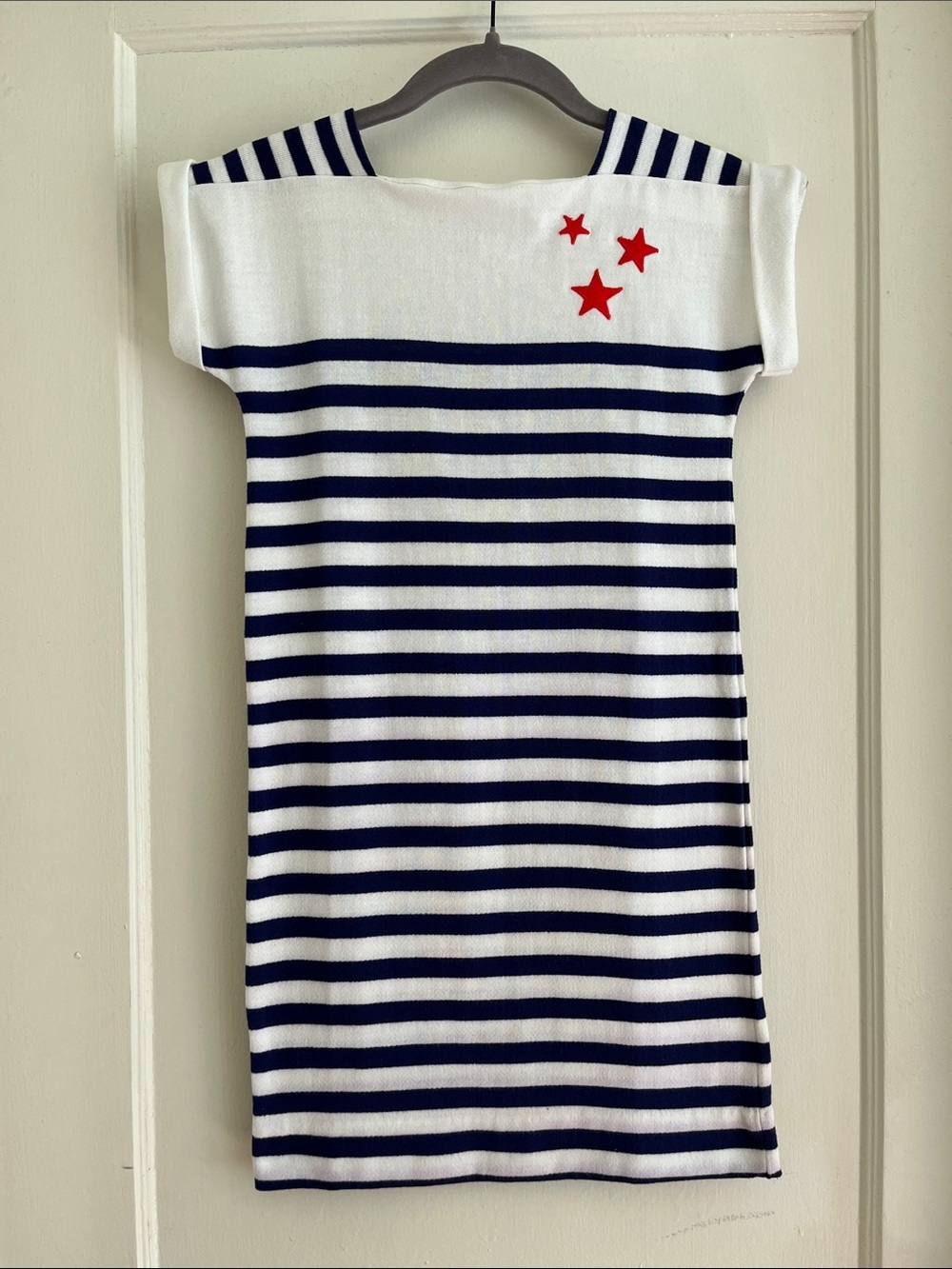 80s Vintage Girls Nautical Stars & Stripes Sun Dress Size 10 - 12